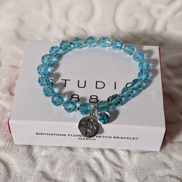 March Birthstone Stretch Bracelet - Picture 2 of 2